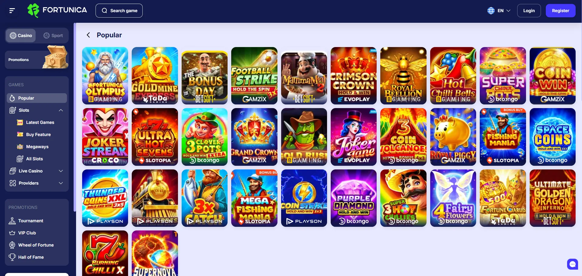 Fortunica Casino Spellen